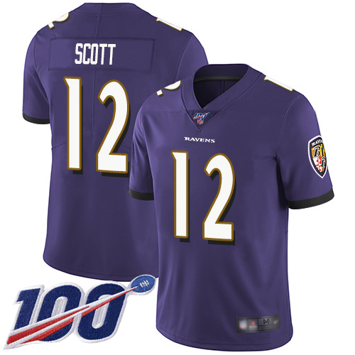 Baltimore Ravens Limited Purple Men Jaleel Scott Home Jersey NFL Football 12 100th Season Vapor Untouchable